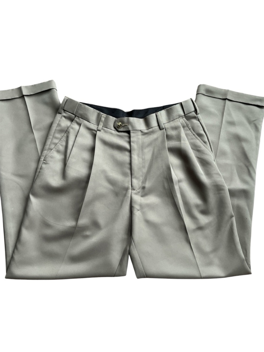 Savane Men's Pleated Dress Pants in Tan 34 x 32. 100% polyester